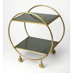 Orian Green Marble & Metal Bar Cart, Multi-Color