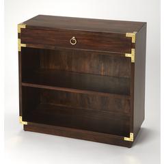 Forster Campaign 2 Shelf 28"W Bookcase with Storage, Dark Brown