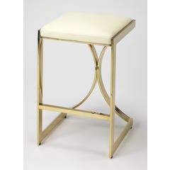 Natalya 25.5 in. Seat Height Square Upholstered and Metal Backless Counter Stool with Footrest