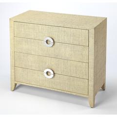 Amelle 4-Drawer Raffia Accent Chest, Cream, Yellow