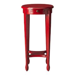 Distressed Oval Side Table, Boho Eclectic Accent Table for Living Room, Red