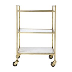 Modern Bar Cart with Distressed Finish, Contemporary Serving Cart for Home Bar