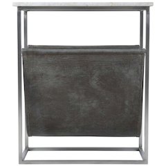 Modern Magazine Table with Marble Top, Metal Accent Side Table for Living Room