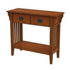 Larina Burl 2- Drawer Console Table, Medium Brown