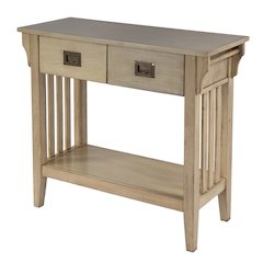 36 in. W Rectangular Wood 2 Drawer Console Table with Lower Open Shelf, Beige