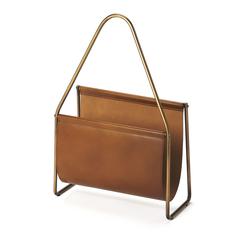 Rupert Leather Magazine Basket, Medium Brown