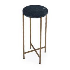 Nigella Marble and Cross Legs Side Table, Green