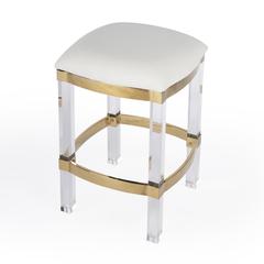 Jordan Acrylic & Polished Brass 24" Counter Stool, White