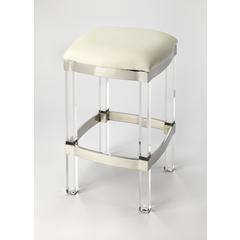 Jordan Acrylic & Leather 24" Counter Stool, White