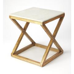 Braylon Marble & Wood End Table, Light Brown