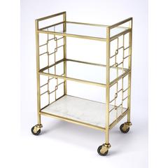 Butler Arcadia Polished Gold Bar Cart
