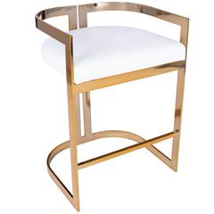 Clarence Faux Leather 25" Counter Stool, Gold