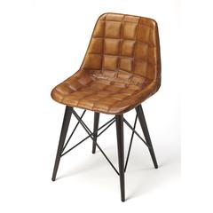 Patty Leather Side Chair, Medium Brown