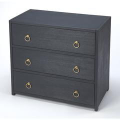 Elegant Navy Blue 3-Drawer Chest with Gold Accents, Belen Kox