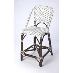 Solstice Rattan 25" Counter Stool, White and Brown Dot