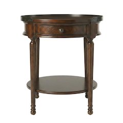 Round Side Table with Drawer, Transitional Accent End Table, Cherry
