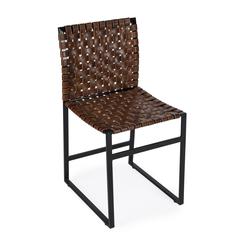 Urban Woven Leather Side Chair, Medium Brown
