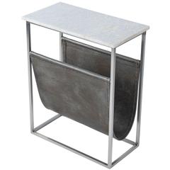 Koler Marble & Leather Magazine Table, Off-White