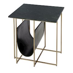 Stephanik 20.25 in. W Rectangular Marble & Leather Magazine Side Table, Green