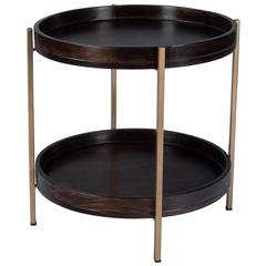 Damirra 23 in. W Round Wood & Metal 2 Tier Side Table