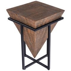 Gulnaria Wood & Metal Side Table, Dark Brown
