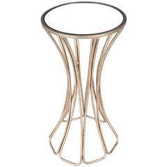 Faruh Metal & Mirrored Side Table, Silver