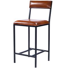 Lazarus Leather & Metal 27" Counter Stool, Medium Brown