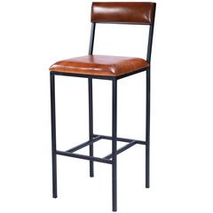 Lazarus Leather & Metal 31.5" Bar Stool, Medium Brown