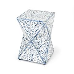 Trubadur Bone Inlay Side Table, Sky Blue and White