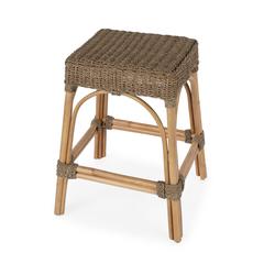 Robias 24.5 Rectangular Rattan & Mendong Grass 24.5" Counter Stool, Light Brown
