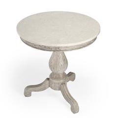 Danielle Marble 24" Pedestal Side Table, Gray