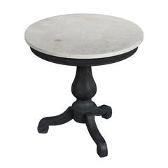 Danielle Marble 24" Pedestal Side Table, Black