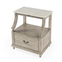 Mabel Marble 1 drawer Nightstand, Gray