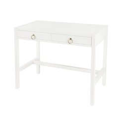 White Writing Desk with Drawer – Narrow Desk with Drawers for Home Use