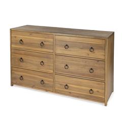 Lark 6 Drawer Natural Wood Dresser, Light Brown