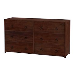 Lark 60 in. W Rectangular Wood 6 Drawer Dresser, Medium Brown