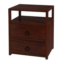Lark 21 in. W Wood 2 Drawer Nightstand with Shelf, Medium Brown