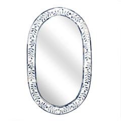 Trubadur Bone Inlay Wall Mirrored, White and Blue