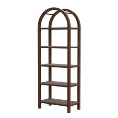Hanover Arched 5 Tier  Etagere Bookcase, Medium Brown