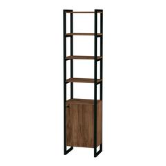Drake 73" Narrow Walnut Bookcase with Storage, Medium Brown