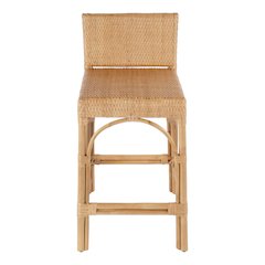 Serienna 24.5 in. Seat Height Rectangular  Rattan Low Back Counter Stool
