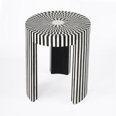 Rimma Bone Inlay Side Table, Black and White