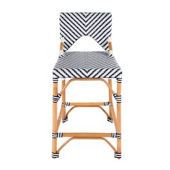 Creanly 25.25 in. Seat Height Rattan Counter Stool with Back and Footrest