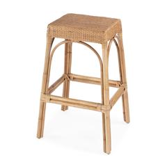 Robias Rectangular Rattan 30" Bar Stool, Natural