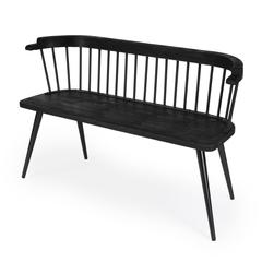 Tempe Mango Wood Spindle Back  51.25"W Bench, Black