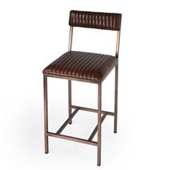 Houston 24" Leather Counter Stool, Medium Brown