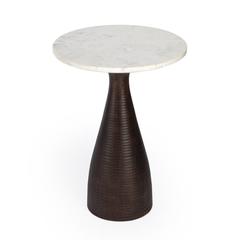 Julia Marble Pedestal Side Table, Dark Brown
