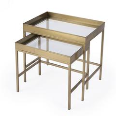 Lenny 2 Piece Glass Nesting Tables, Gold