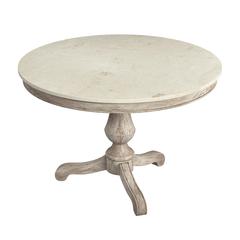 Danielle 44" Round Pedestal Marble top Dining Table, Gray and White