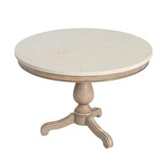 Danielle 44" Round Pedestal Marble top Dining Table, Tan/Beige